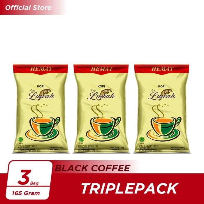 Kopi Luwak Super Hemat Black Coffee Bag 165gr Triple Pack - 1