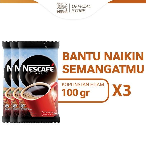 NESCAFE CLASSIC Kopi Instan Kopi Hitam Sachet Bag 100g x 3pcs - 1