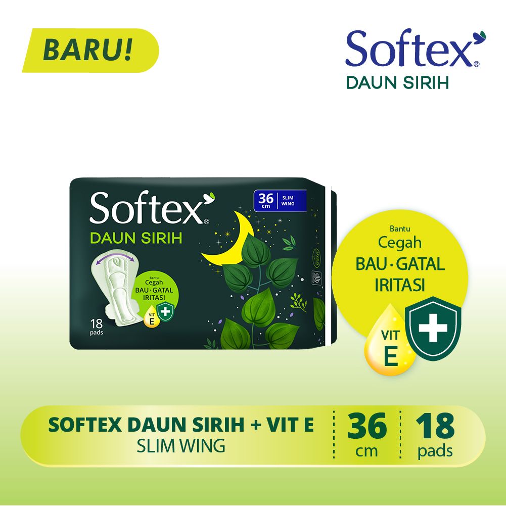 Softex Daun Sirih + Vitamin E Jumbo Pack 36 18s - Pembalut Daun Sirih Siang - 2