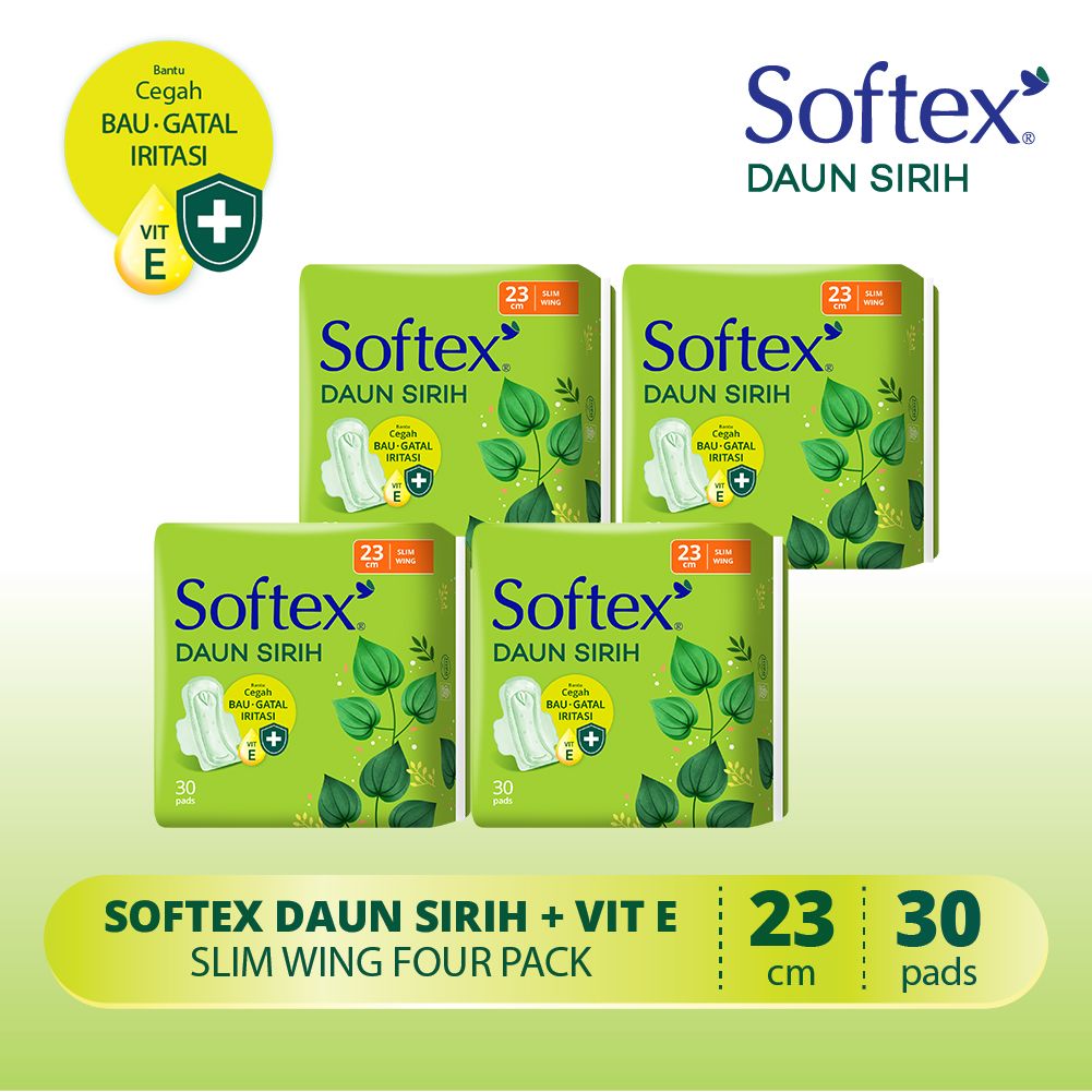 Softex Daun Sirih 23cm Jumbo Pack 30s - 4 Pack Pembalut Wanita - 1