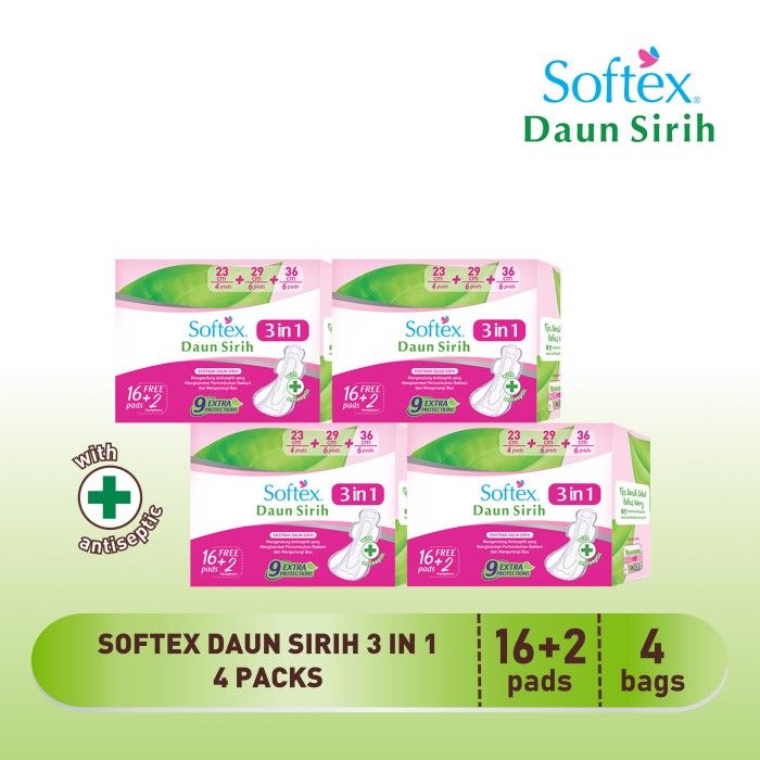 Softex Daun Sirih 3in1 - 4 Pack Pembalut Wanita - 1