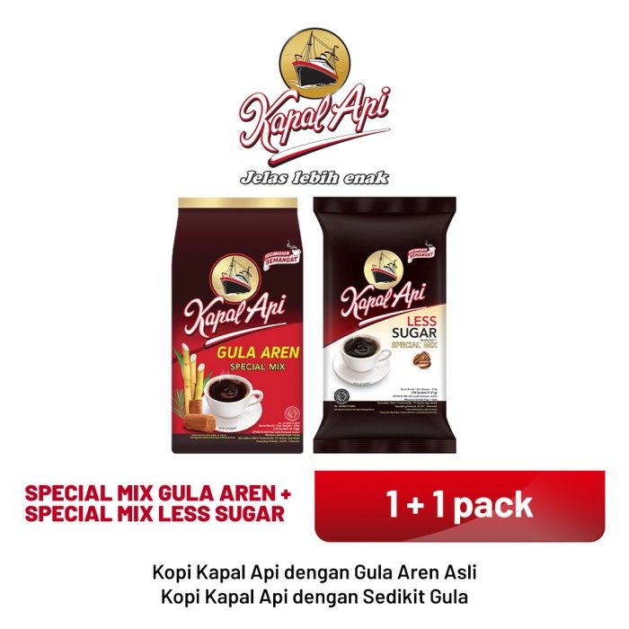 KAPAL API Special Mix 1 Pack Gula Aren + 1 Pack Less Sugar - 1