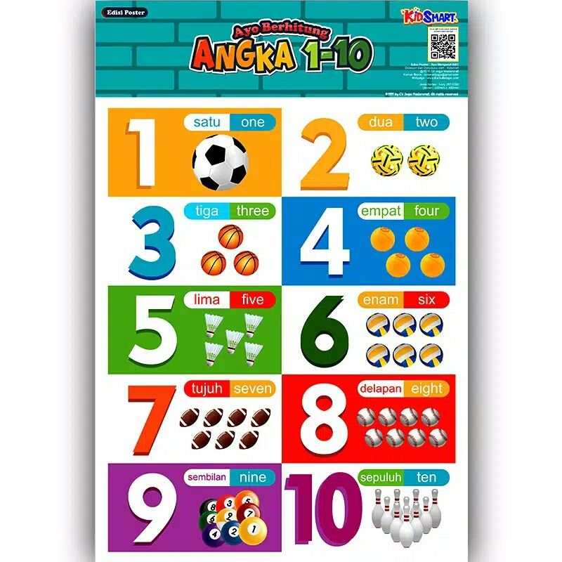 Poster Edukasi Anak - Ayo Berhitung Angka 1 - 10 - 1