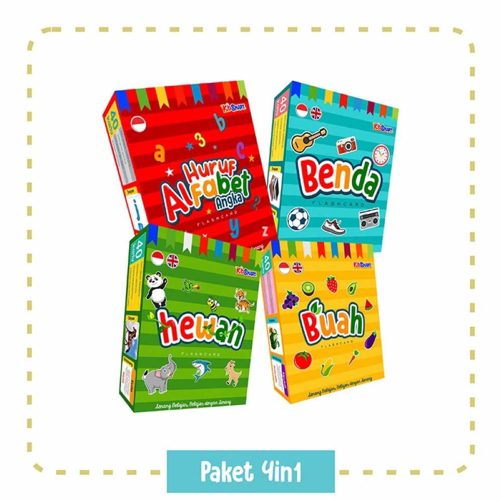 Flash Card Kartu Pintar Anak Balita - Paket Lengkap 4 in 1 - 1