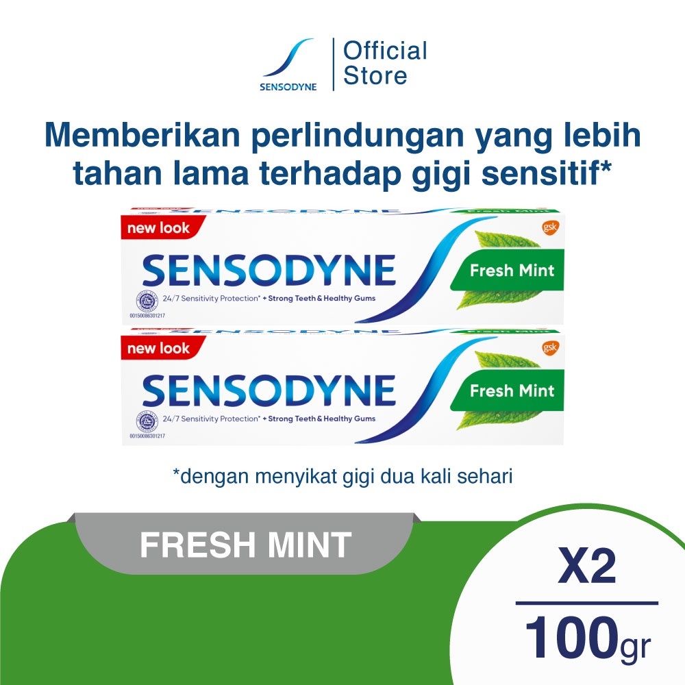 Sensodyne Fresh Mint Pasta Gigi Sensitif Extra Segar 100gr [TWINPACK] - 1