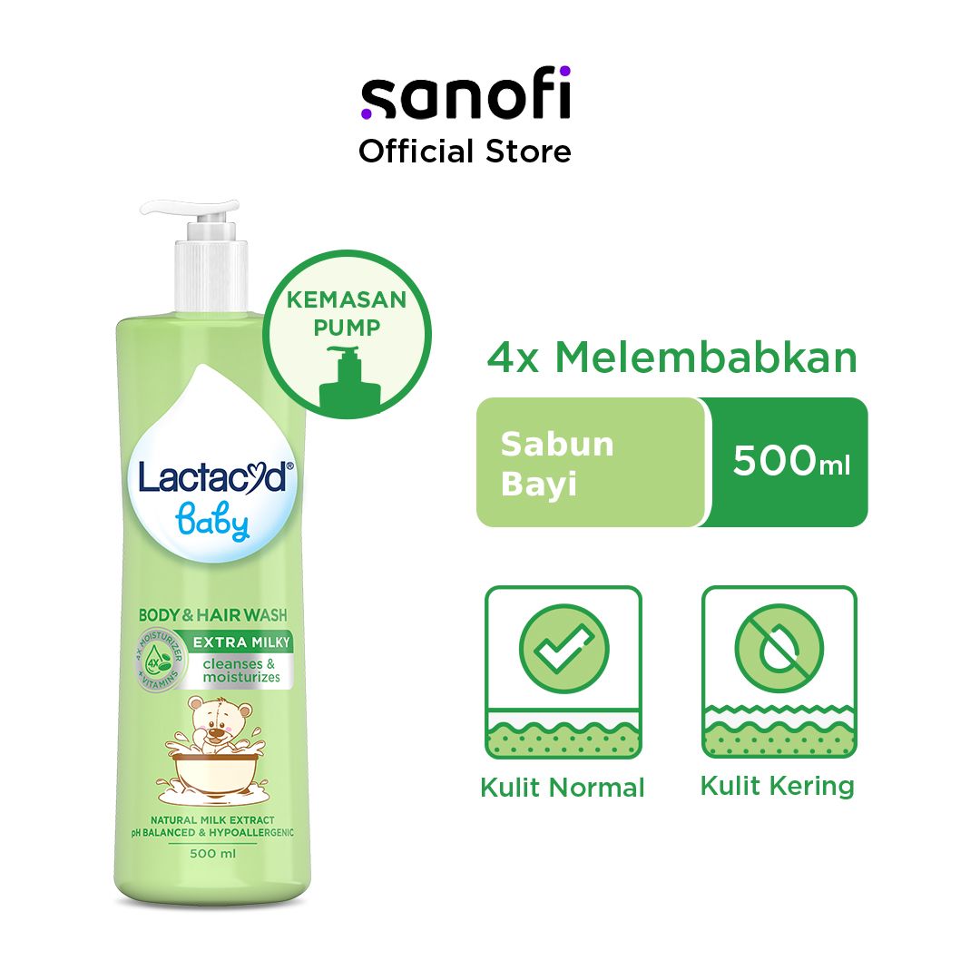 Lactacyd Baby Extra Milky 500mL Sabun Bayi untuk Menjaga Kelembaban - 1