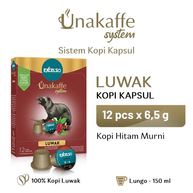 EXCELSO UNAKAFFE Luwak - Kopi Kapsul-Capsule Coffee (12x6,5gr) - 1