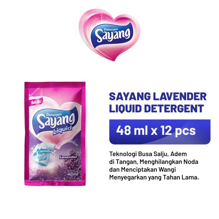 Sayang Lavender Liquid Detergent 48 ml x 12 Sachet - 1