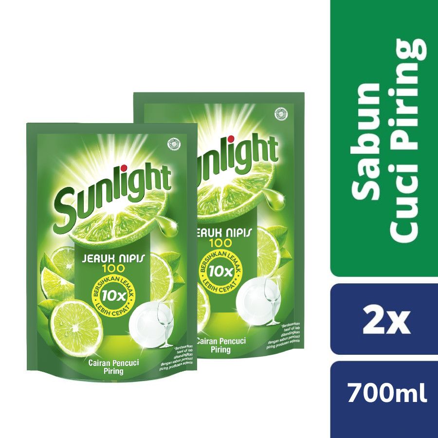 Sunlight Sabun Cuci Piring Jeruk Nipis Refill 700Ml Twinpack - 1