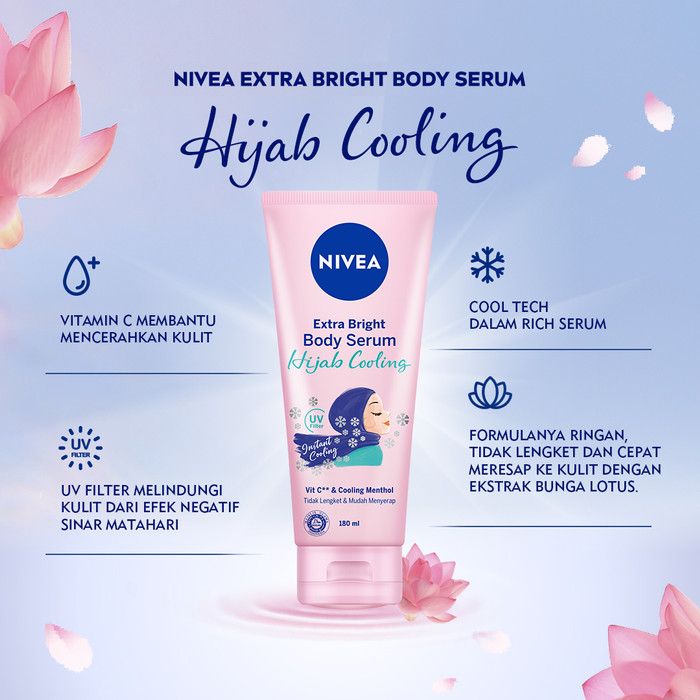 NIVEA Body Care Extra Bright Body Serum Hijab Cooling 180ml - TwinPack - 3