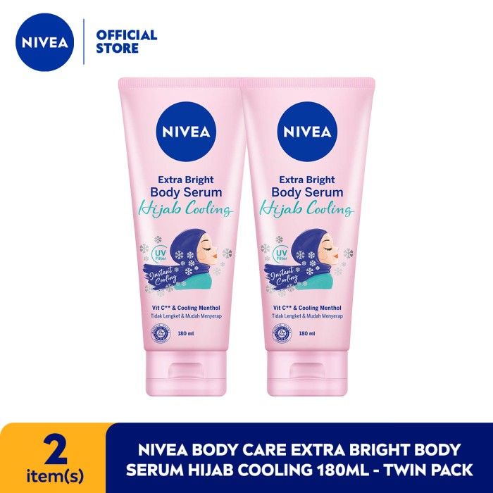 NIVEA Body Care Extra Bright Body Serum Hijab Cooling 180ml - TwinPack - 1