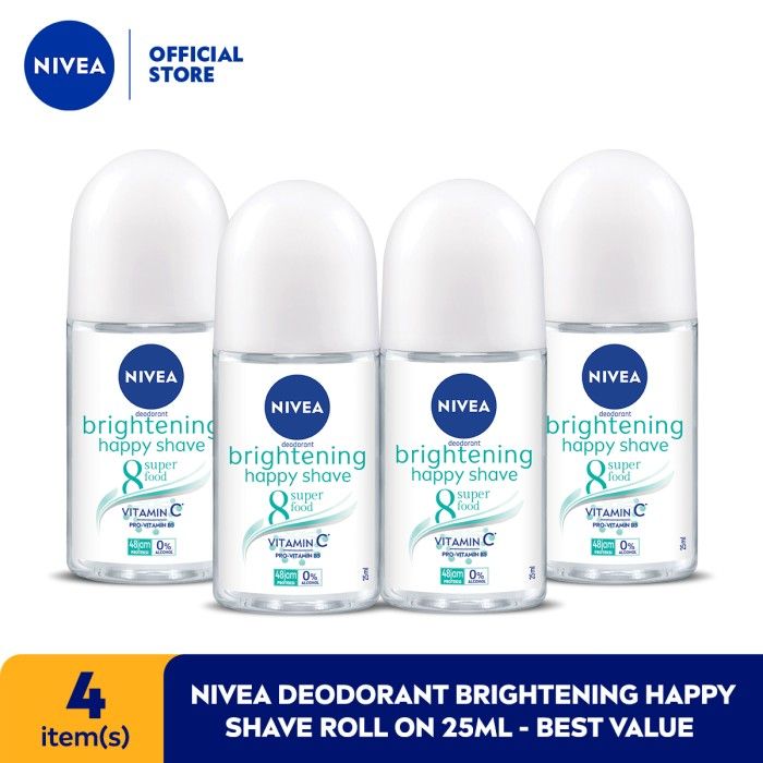 NIVEA Deodorant Brightening Happy Shave Roll On 25ml - Best Value - 1