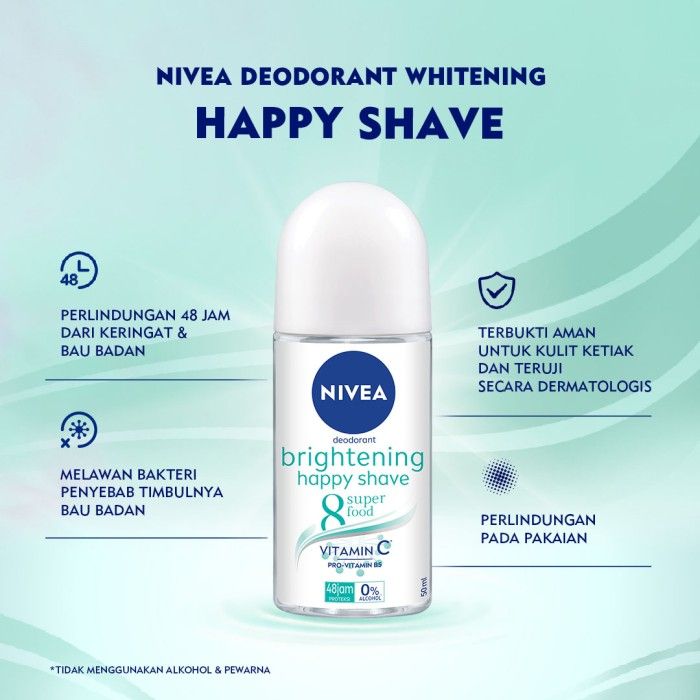 NIVEA Deodorant Brightening Happy Shave Roll On 25ml - Best Value - 4