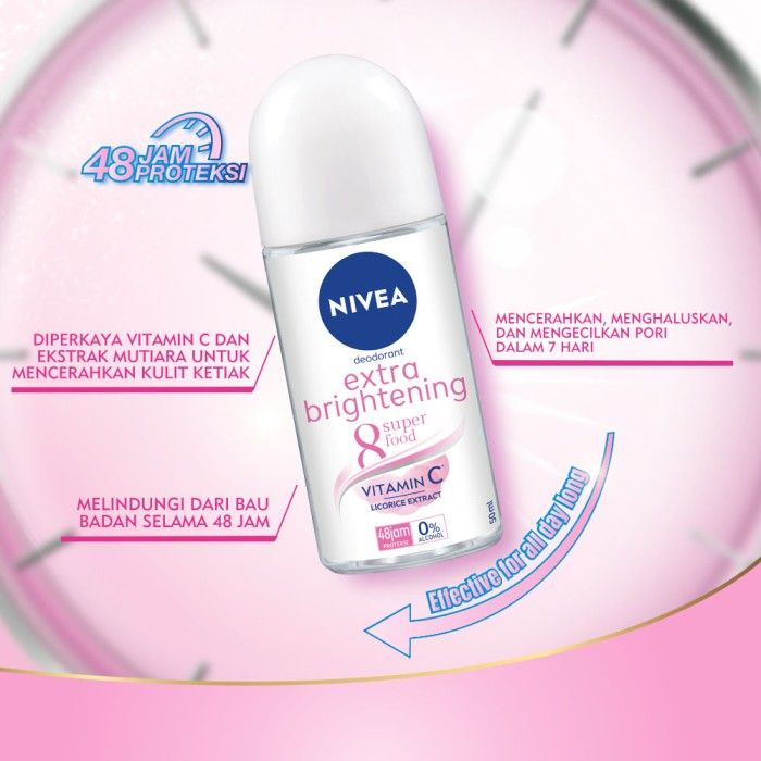 NIVEA Deodorant Extra Brightening Roll On 25ml - Best Value - 4