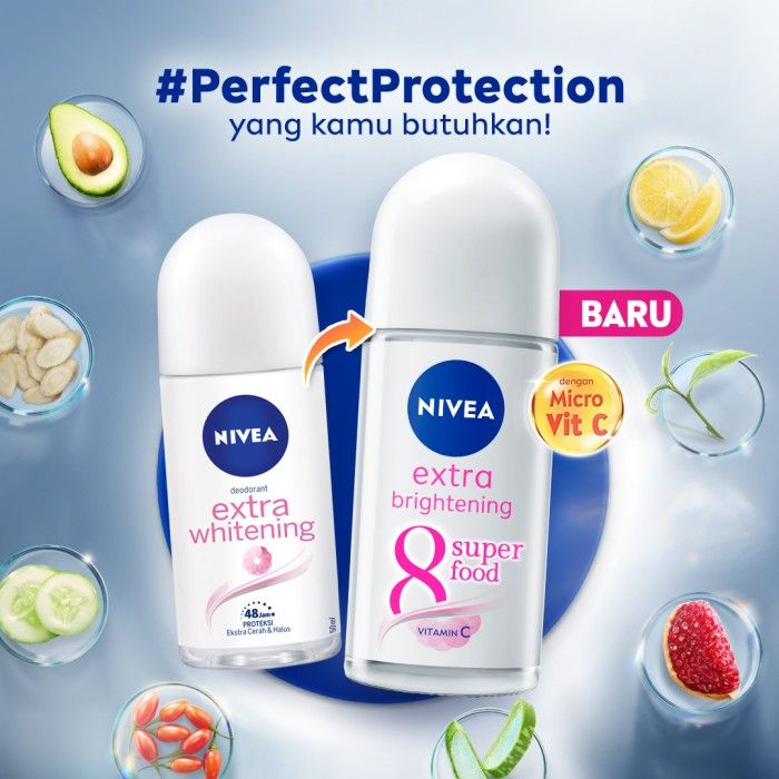 NIVEA Deodorant Extra Brightening Roll On 50ml - Twin Pack - 2