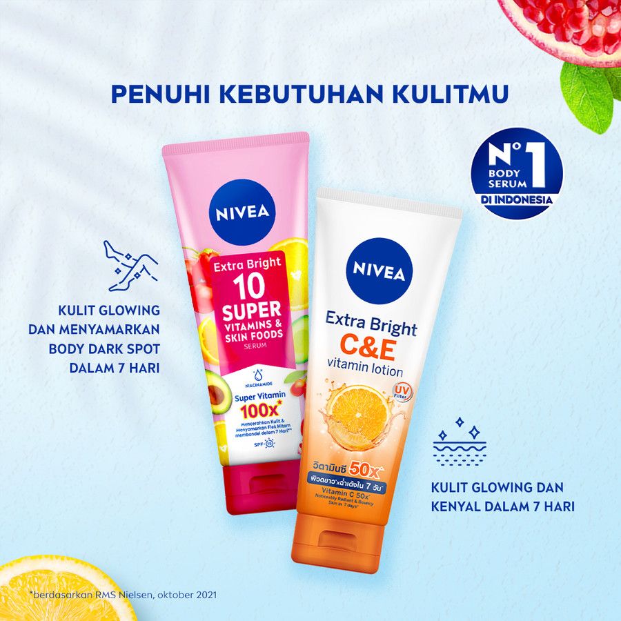 NIVEA Extra Bright 10 Super Vitamins & Skin Food Serum 180ml - 4