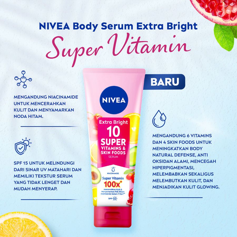 NIVEA Extra Bright 10 Super Vitamins & Skin Food Serum 180ml - 5