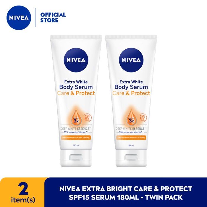 NIVEA Extra Bright Care & Protect SPF15 Serum 180ml - Twin Pack - 1