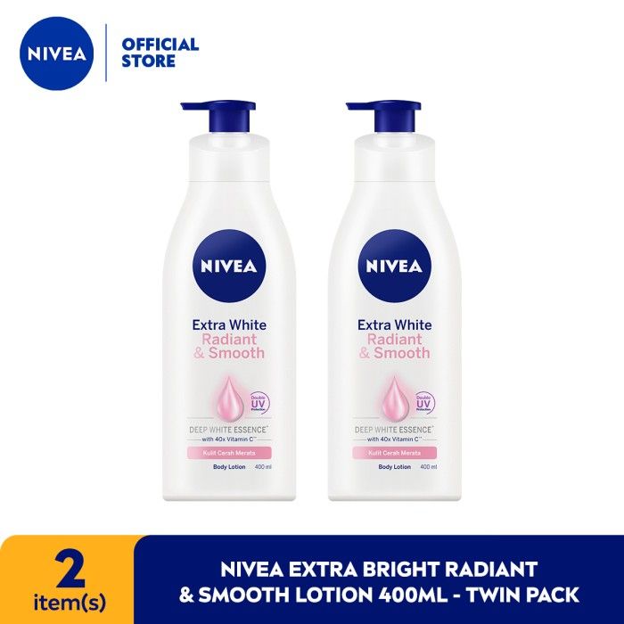 NIVEA Extra Bright Radiant & Smooth Lotion 400ml - Twin Pack - 1