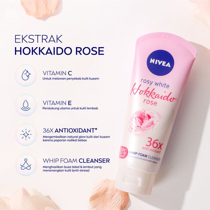 NIVEA Face Care Hokkaido Rose Whip Facial Foam 100ml - 4