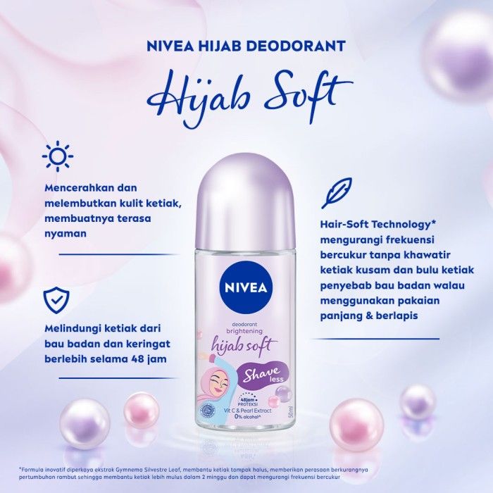 NIVEA Hijab Soft Shaveless Deodorant Roll On 50ml - Triple Pack - 4