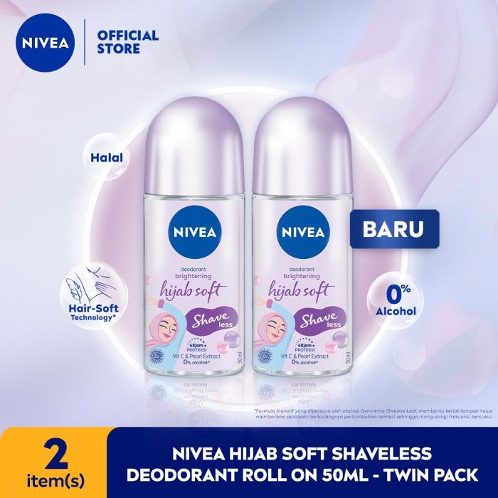 NIVEA Hijab Soft Shaveless Deodorant Roll On 50ml - Twin Pack - 1