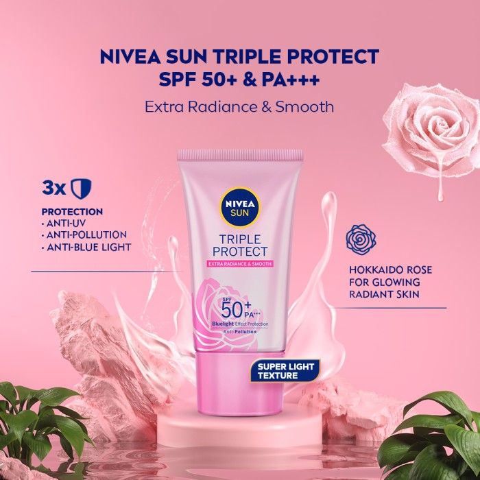 NIVEA SUN Triple Protect Hokkaido Rose SPF50+ PA+++ 40ml - Twin Pack - 3