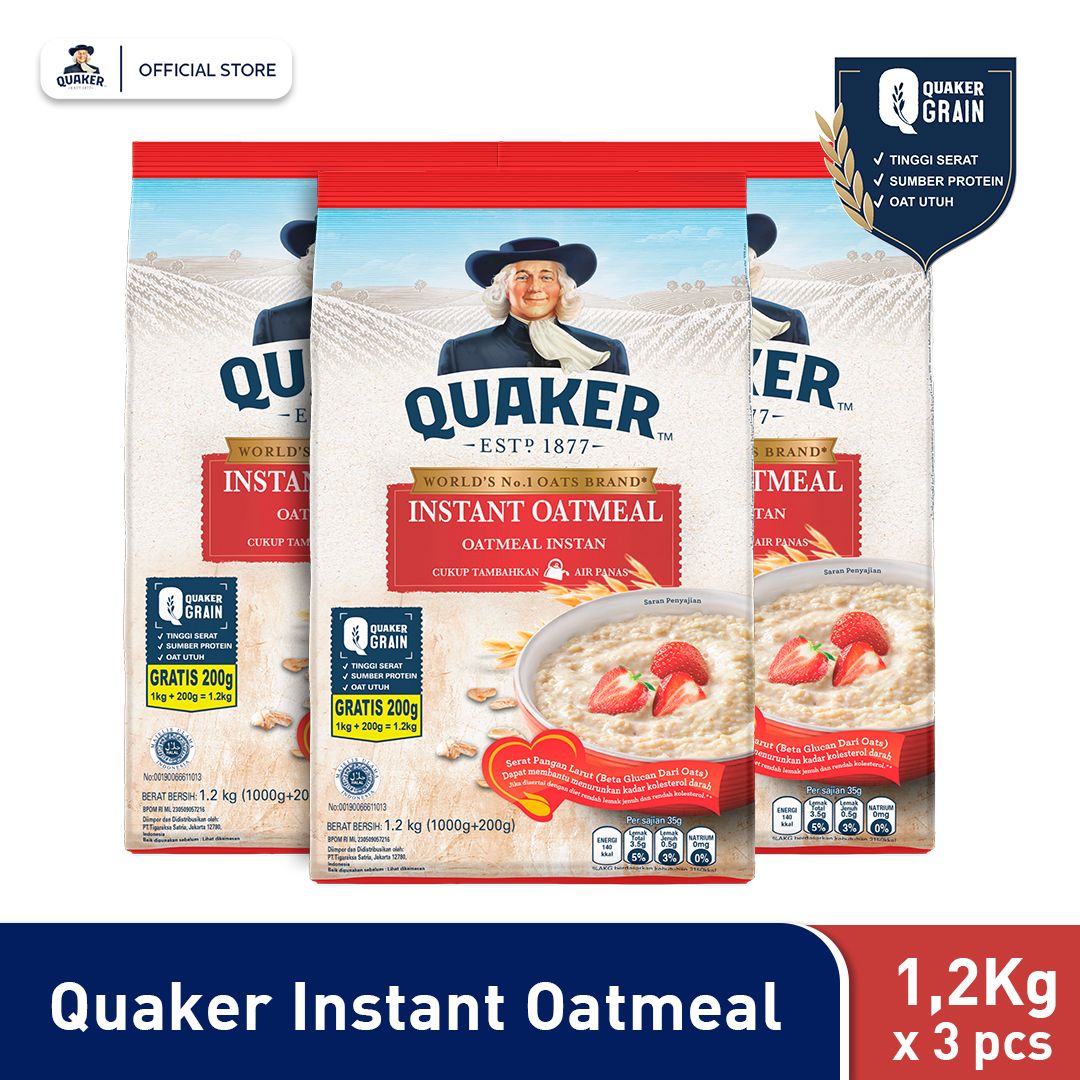 Quaker Instant Oatmeal 1.2KG Triple Pack - 1