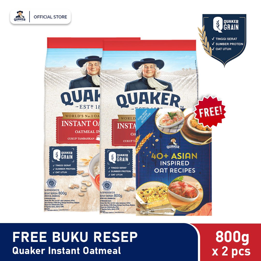 Quaker Instant Oatmeal 800G Twin Pack + Buku Resep - 1