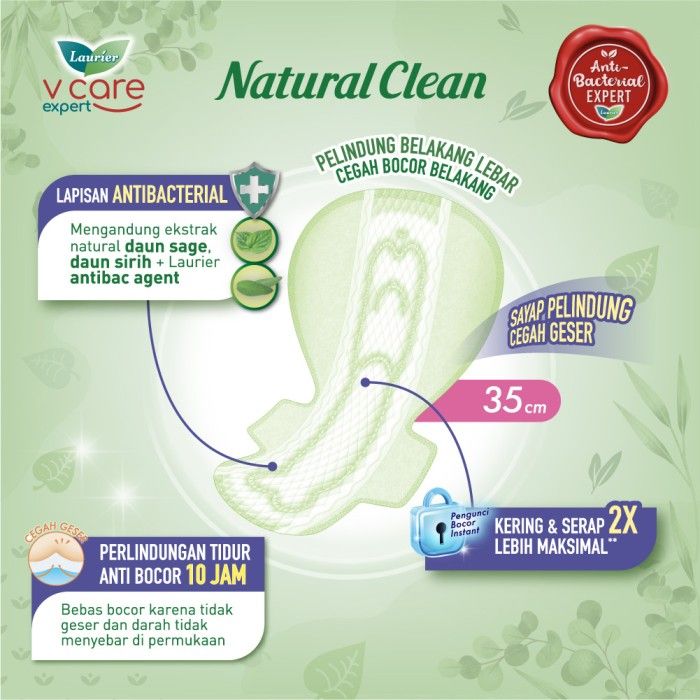 Laurier Natural Clean Night 35cm 12s Twinpack - 4