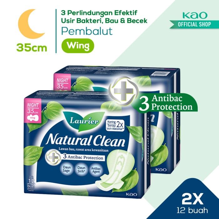 Laurier Natural Clean Night 35cm 12s Twinpack - 1