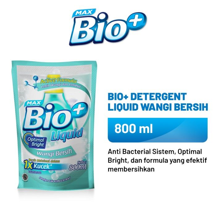 Bio+ Detergent Liquid Wangi Bersih 800 ml - 1