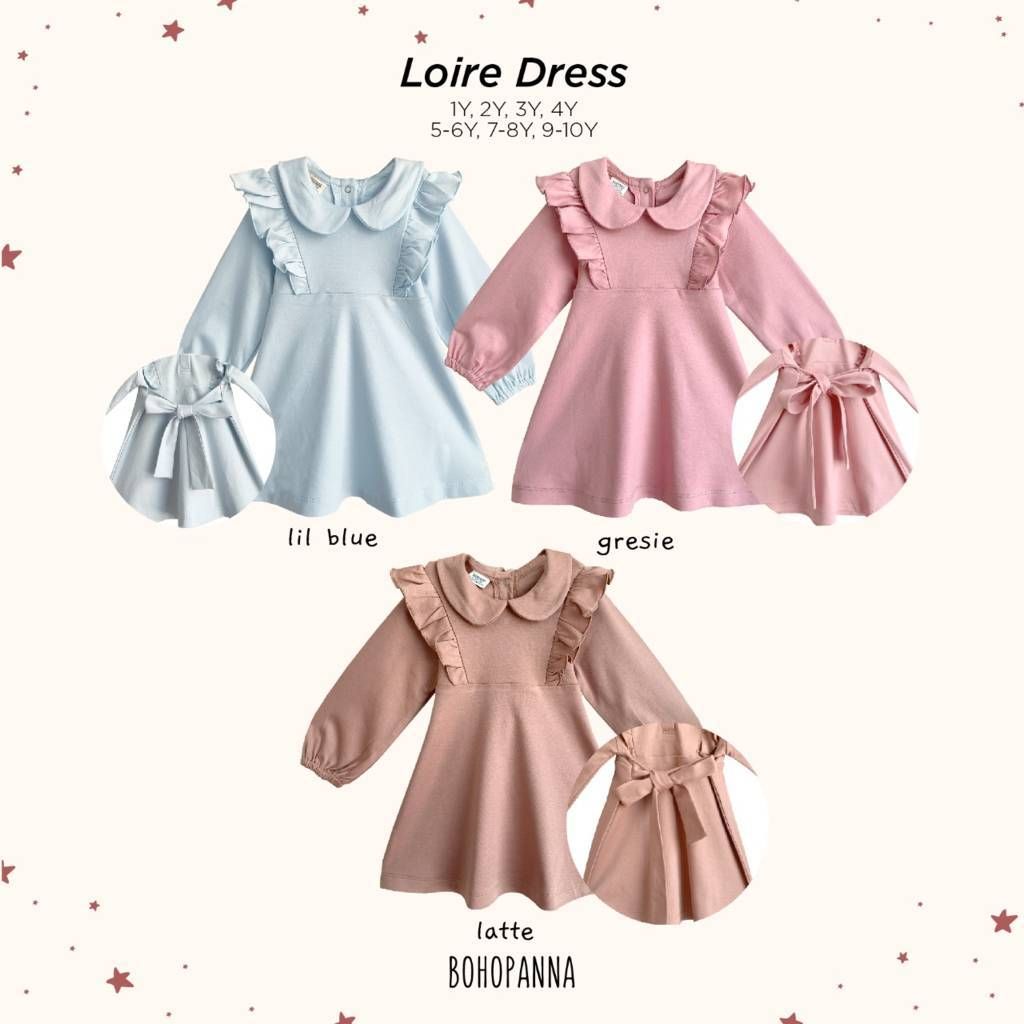 BOHOPANNA - LOIRE DRESS - LIL BLUE 2Y - DRESS ANAK PEREMPUAN - 3