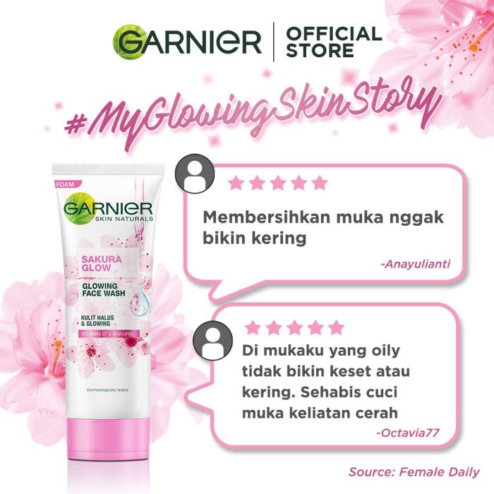 Garnier Sakura Glow Cleanser 100 ml Pack of 3 - 5