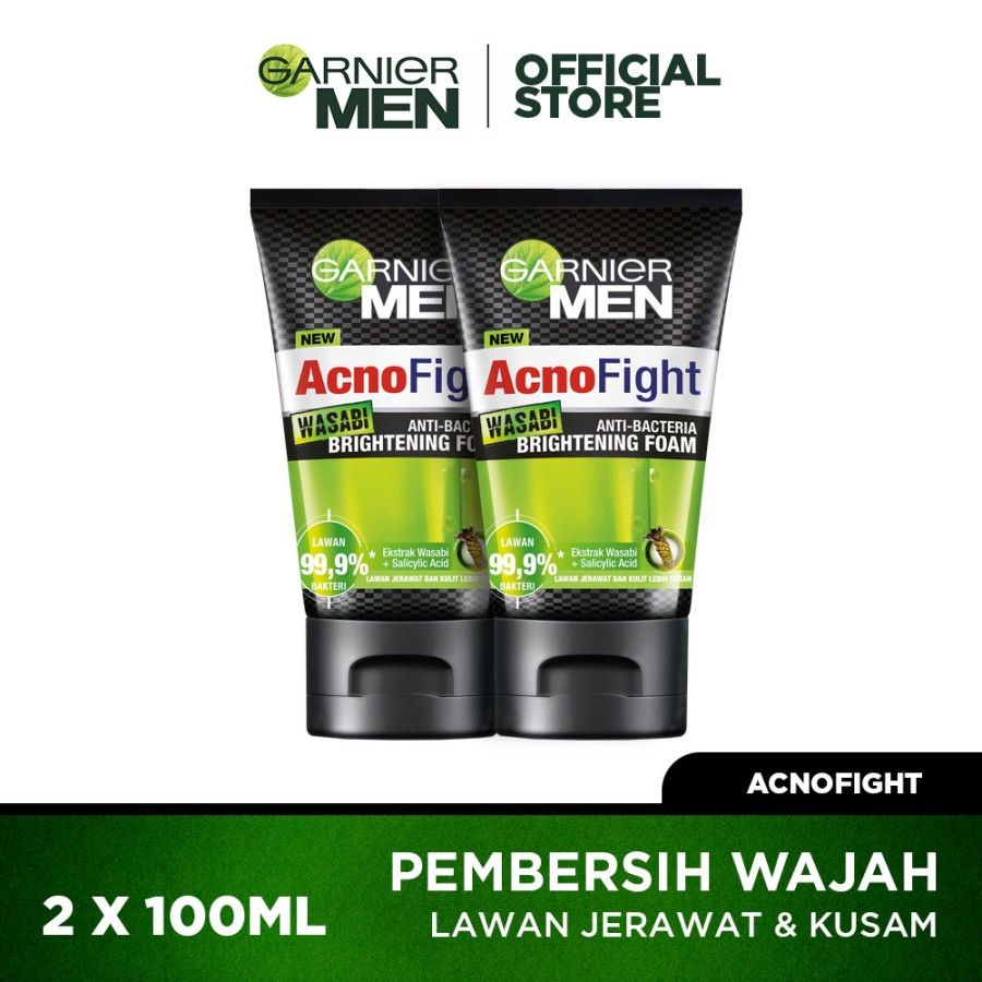 Garnier Men Acno FIght Wasabi Foam 100ml (Twin Pack) - 1