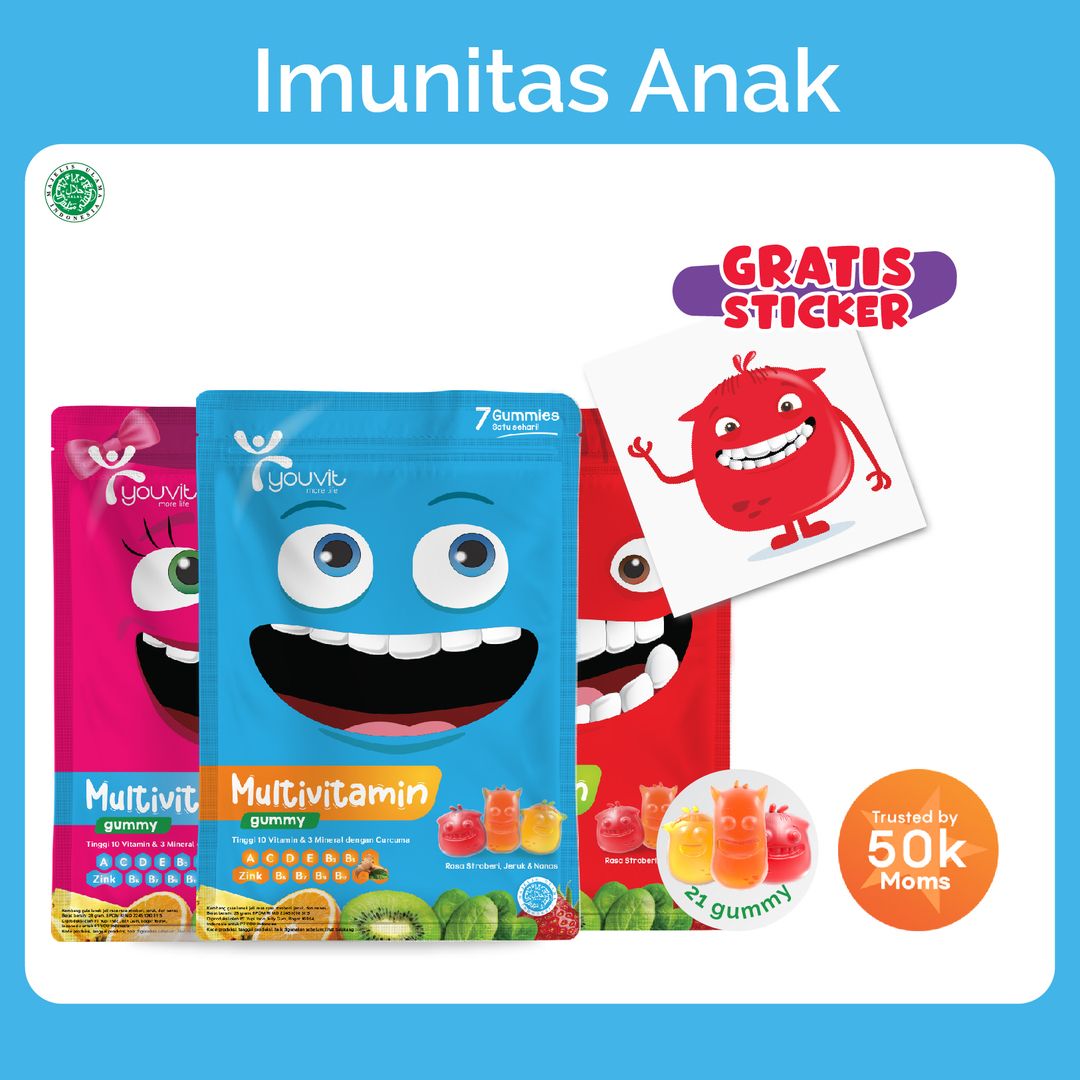 YOUVIT Multivitamin Anak 3 Sachet Mengandung Vit. C.D.E dan Zink GRATIS Stiker - 1