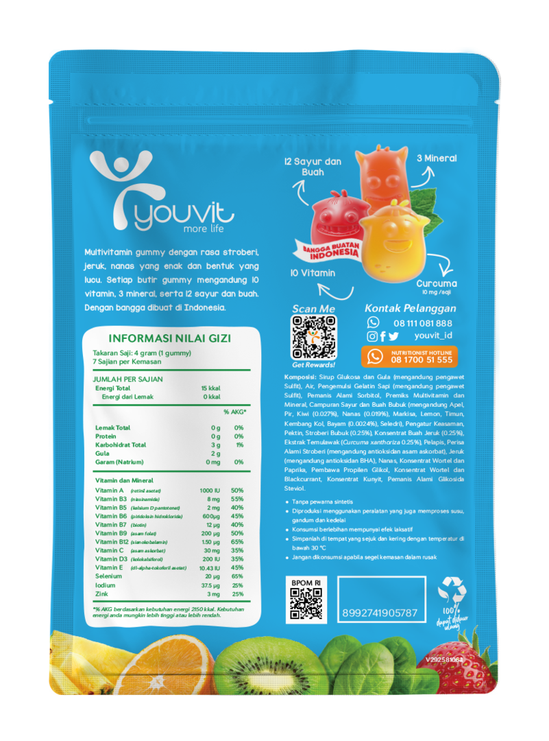 YOUVIT Multivitamin Anak 3 Sachet Mengandung Vit. C.D.E dan Zink GRATIS Stiker - 5