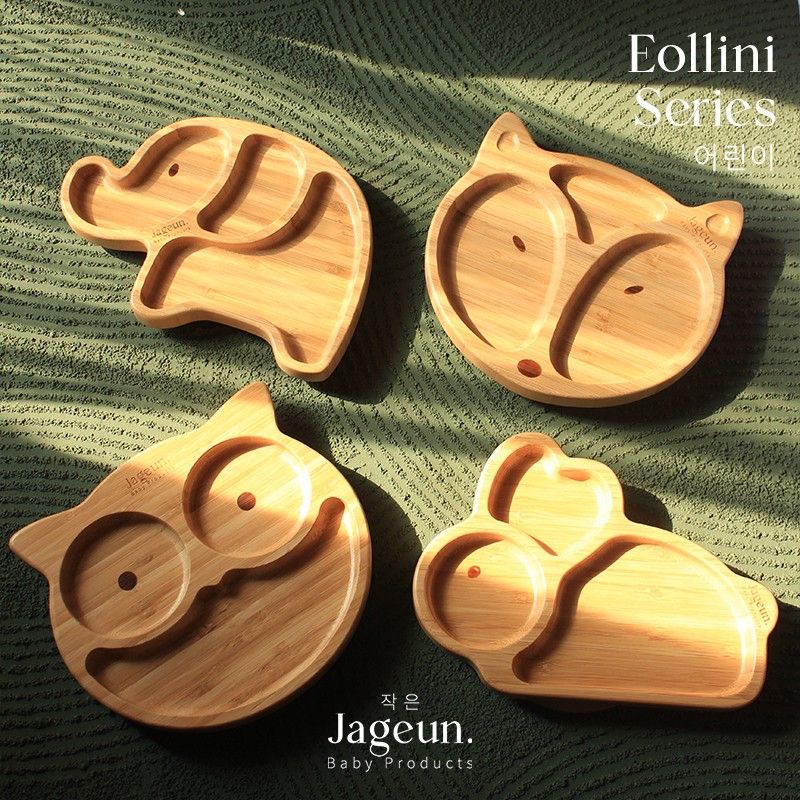 JAGEUN Bamboo Suction Plate | Piring Tempat Makan Kayu Bambu Anak Bayi Bentuk Rabbit Warna Abu - 2