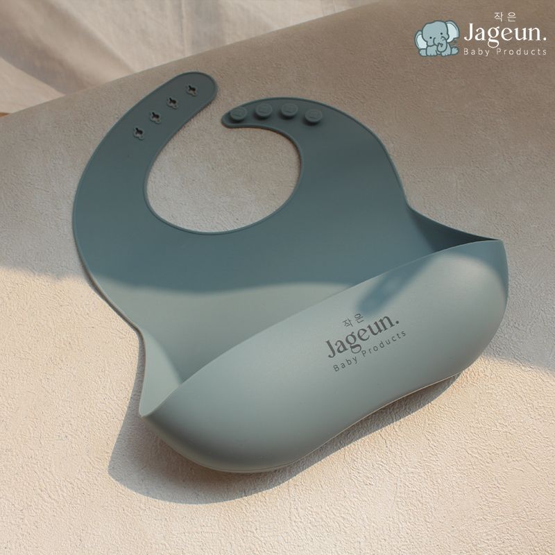 JAGEUN Premium Silicone Baby Bib | Tadah Liur | Slabber | Celemek Bayi Warna Biru - 1