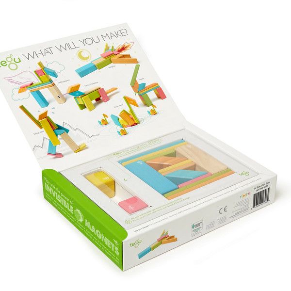 Mainan Konstruksi Anak - Tegu: Magnetic Wooden Blocks - 14 Piece Set Tints - 2