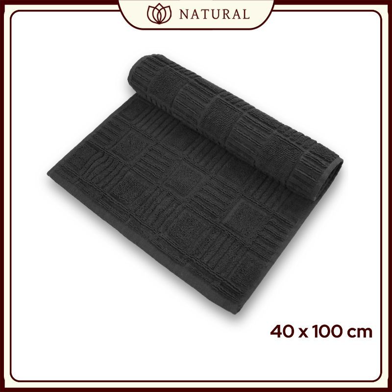 Keset Handuk Natural by Chalmer 40x100 cm Keset Panjang Polos Dapur Kamar Mandi - Dark Grey - 1