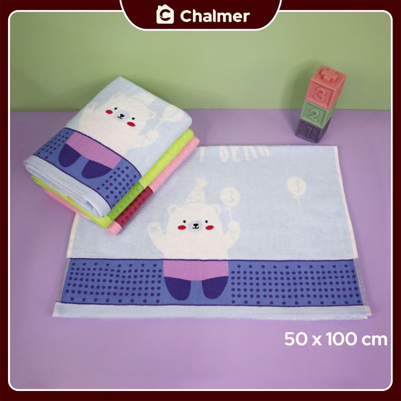 Handuk Bayi Chalmer 50 x 100 cm Motif 100% Katun - Baby Beruang Pink - 2