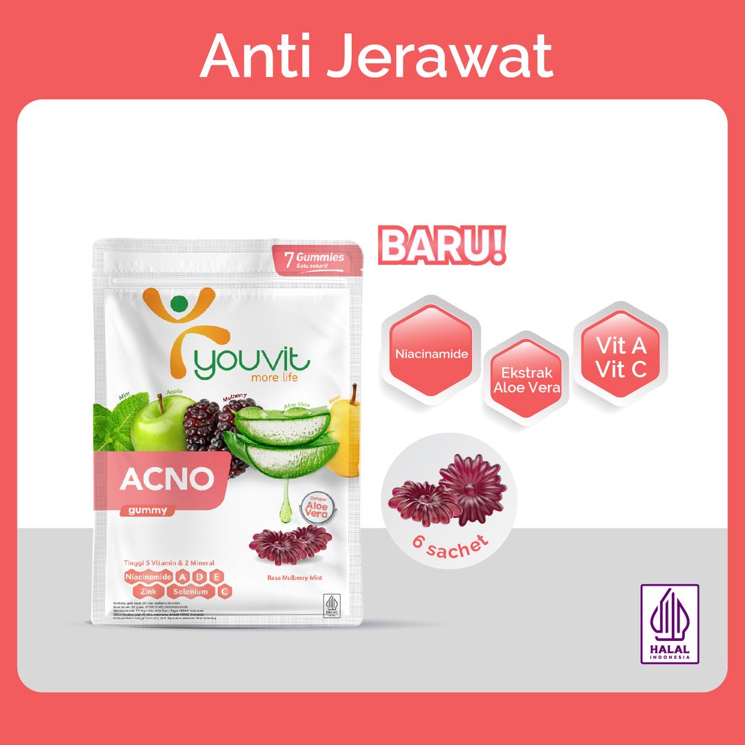 Youvit Acno 1 Sachet dengan Niacinamide & Aloe Vera untuk Jerawat - 1