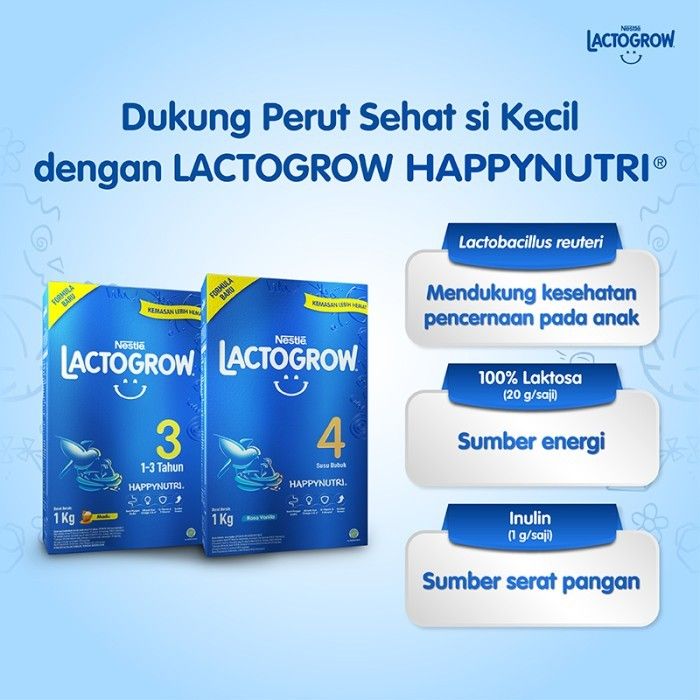 Nestlé LACTOGROW 4 Happynutri Vanilla Susu Box 1Kg x 3pcs + Hadiah - 4