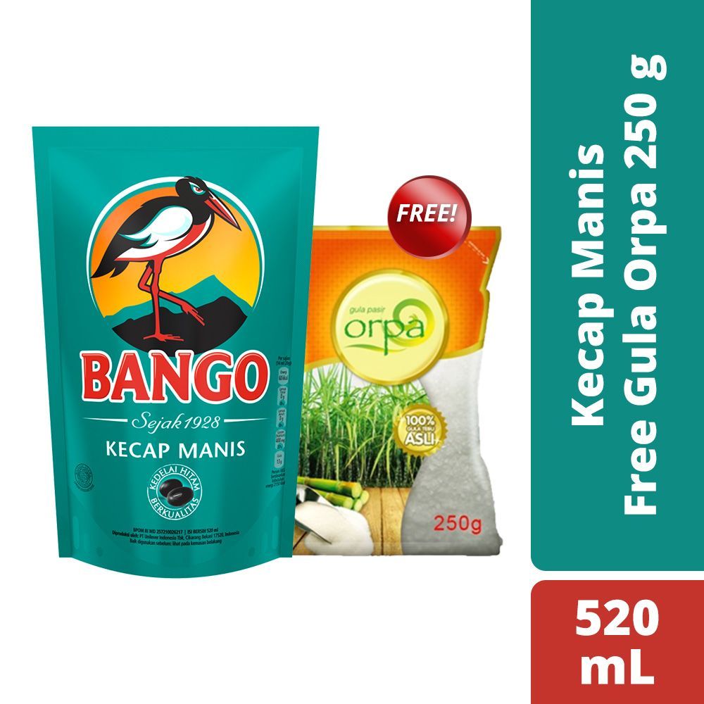 Bango Kecap Manis Pouch 520ML Free Gula Orpa - 1