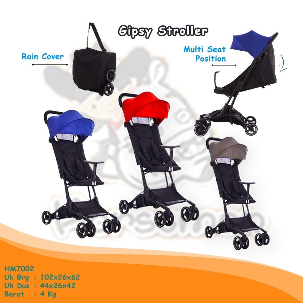 Gipsy Grey Stroller Cabin Size Kabin Pesawat Lipat Kecil Mini New Born Perlengkapan Traveling HM7002 - 4