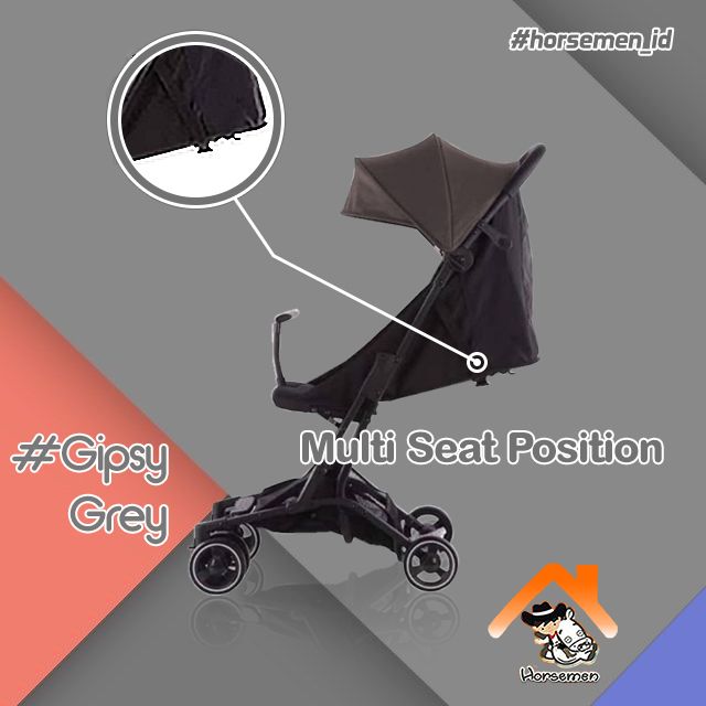 Gipsy Grey Stroller Cabin Size Kabin Pesawat Lipat Kecil Mini New Born Perlengkapan Traveling HM7002 - 2