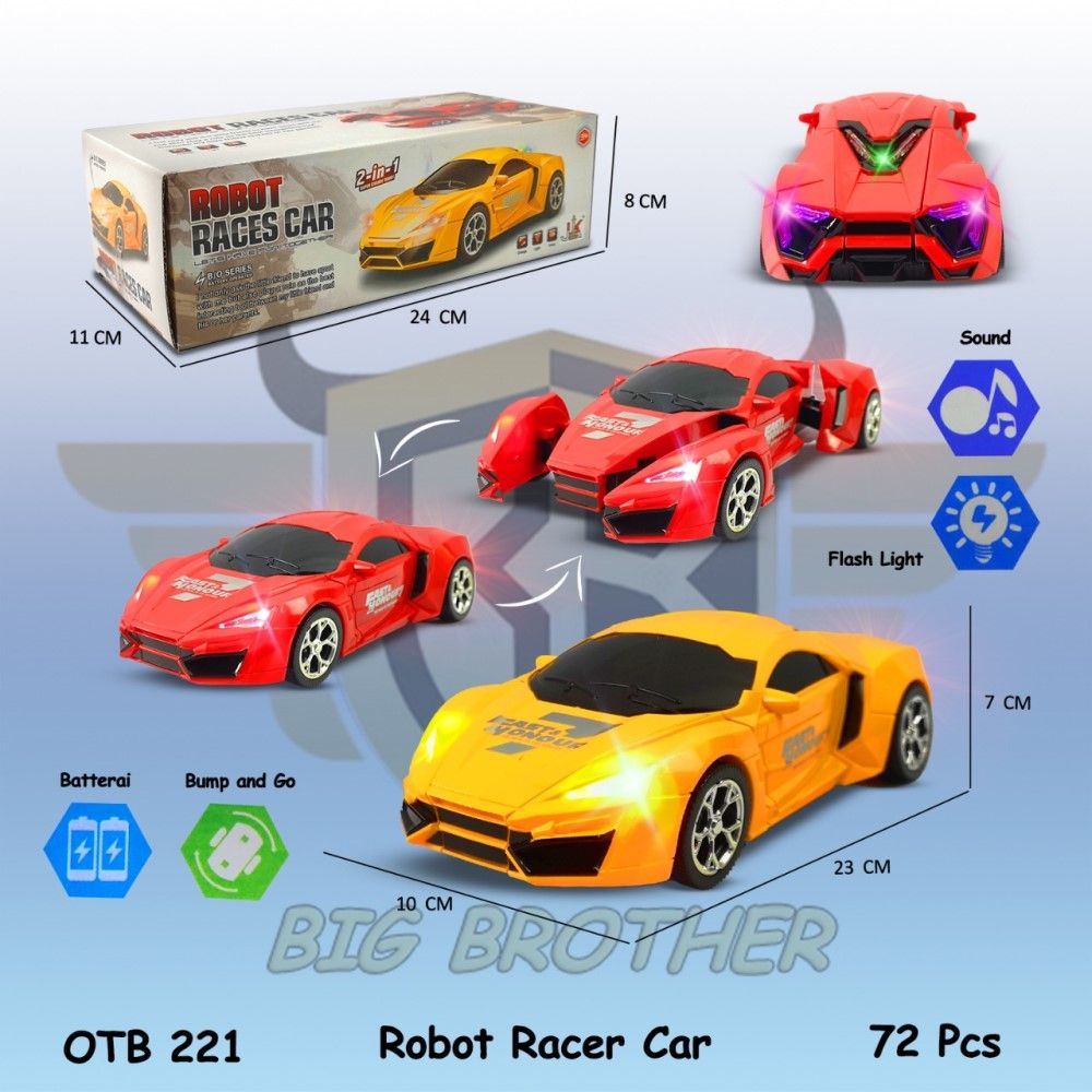 MERAH Mainan Mobil Robot Transformer Bumblebee Anak Mobilan BIGBROTHER OTB221A - 2