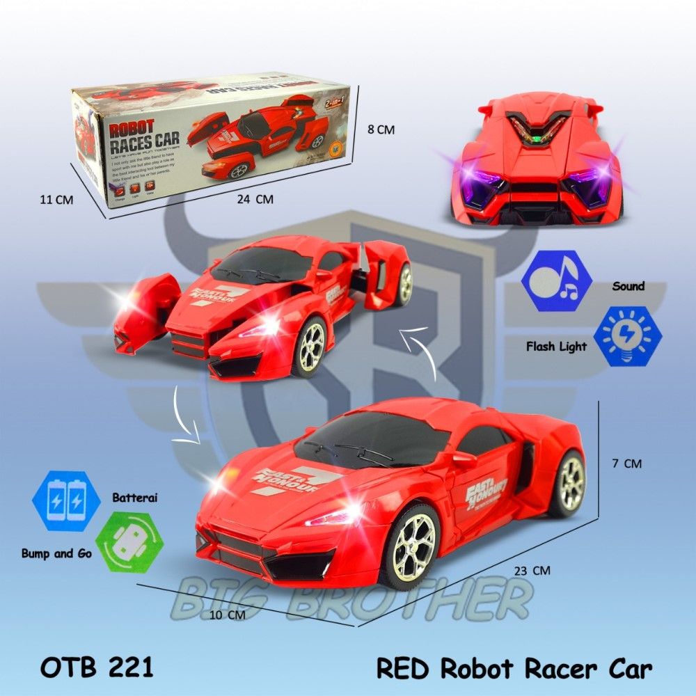 MERAH Mainan Mobil Robot Transformer Bumblebee Anak Mobilan BIGBROTHER OTB221A - 1