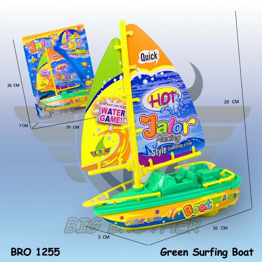 Hijau Surfing Boat Sail Boat Mainan Anak Perahu Otok Otok Layar Selancar Kapal Kapalan laut BRO1255 - 1